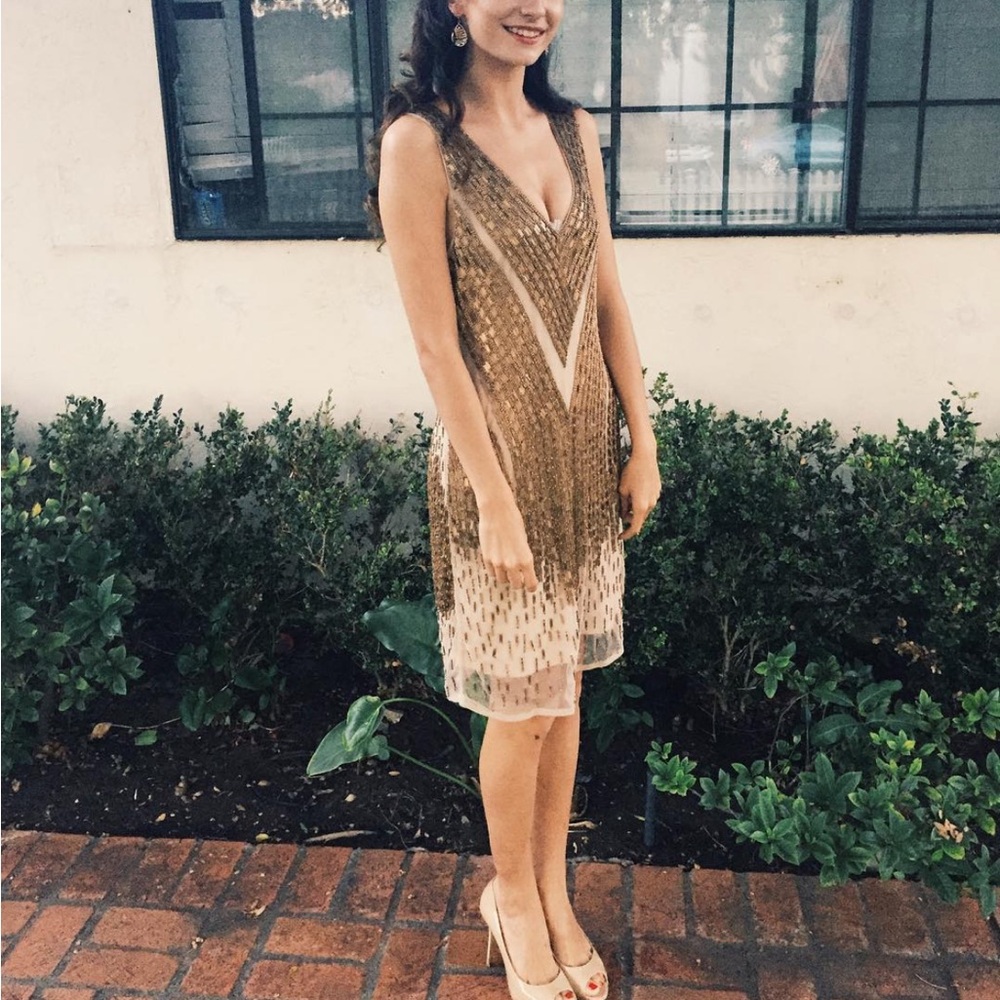 Free People Gold and Cream Midi Dress